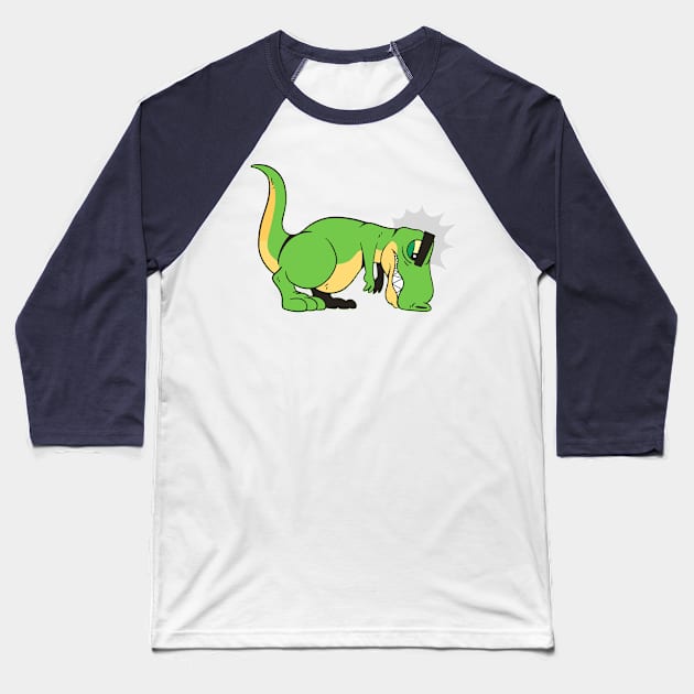 T- Rex Push Ups Baseball T-Shirt by timegraf